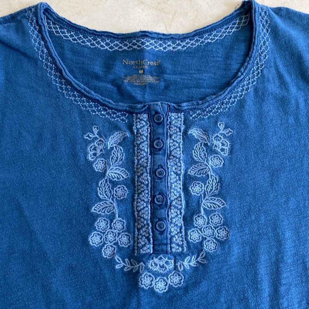 NorthCrest Bohemian or Scandinavian Inspired Embroidered Tee